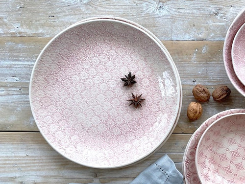 Wonki Ware Dinner Plates 28cm - Patterned Pink - Set of 4