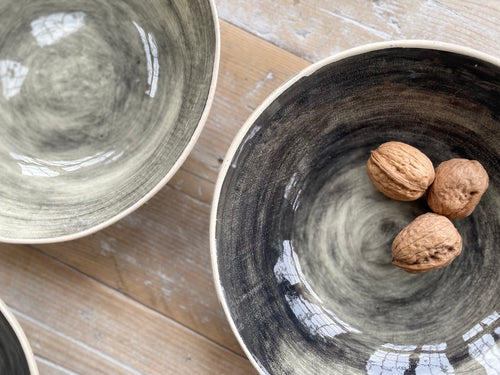 Breakfast Bowls - Set of 4 - Plain Wash Charcoal