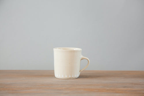 Wonki Ware Small Straight Mug Vertical Lined - White