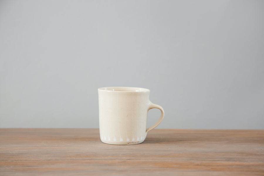 Wonki Ware Small Straight Mug Vertical Lined - White