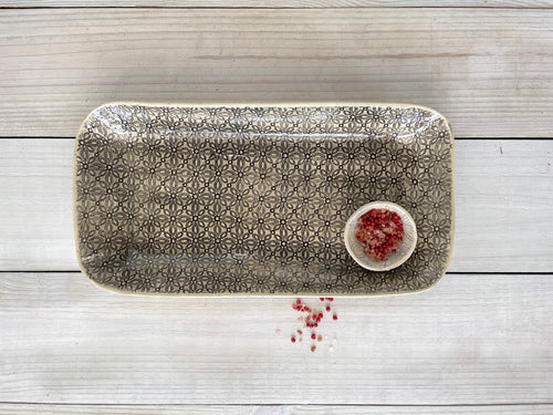 Wonki Ware Large Tray Patterned - Charcoal