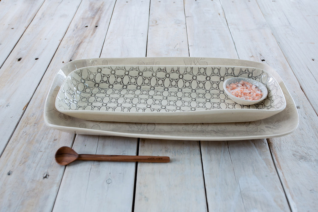 Wonki Ware Small Tray Patterned - Charcoal