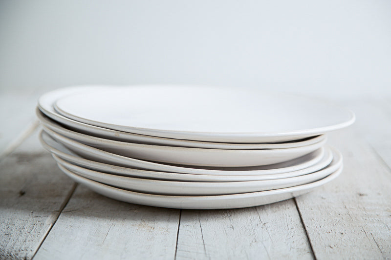 Wonki Ware Dinner Plates Large 31cm Plain White Set of 4 Wonki