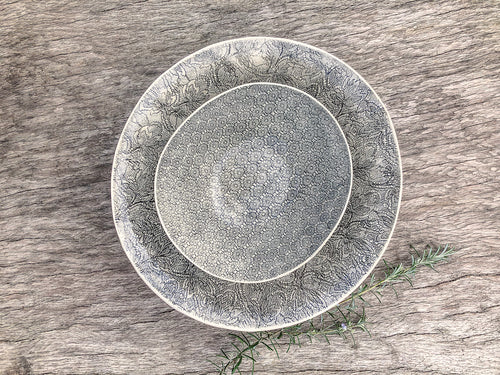 Wonki Ware 2 Piece Salad Bowl Set - Charcoal Patterned