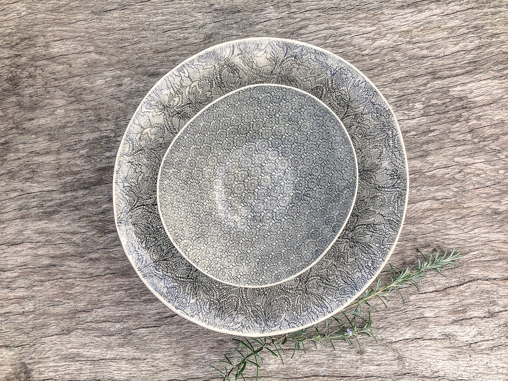 Wonki Ware 2 Piece Salad Bowl Set - Charcoal Patterned