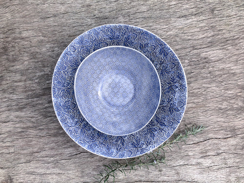 Wonki Ware 2 Piece Salad Bowl Set - Blue Patterned