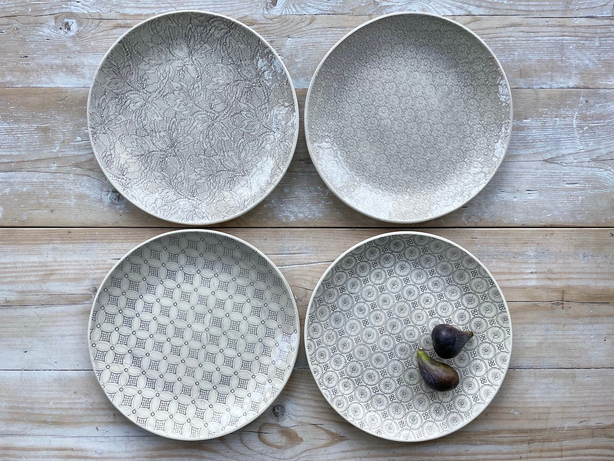 Wonki Ware Dinner Plates 28cm - Patterned Warm Grey - Set of 4 – Wonki ...